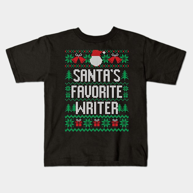 Santa's Favorite Writer Kids T-Shirt by Saulene